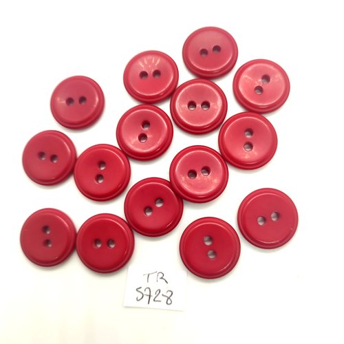 15 boutons en résine rouge foncé - 17mm - tr5728