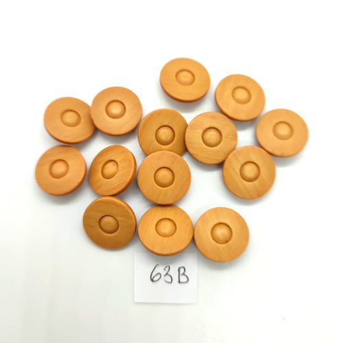 14 boutons en résine marron - 15mm - 63b