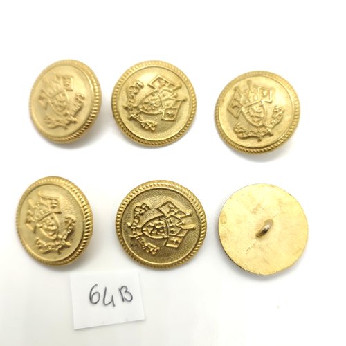 6 boutons en métal doré - 22/23mm - 64b