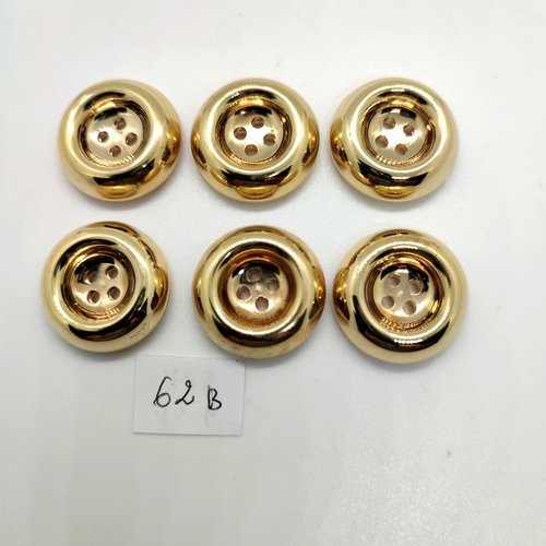 6 boutons en résine doré - 22mm - 62b