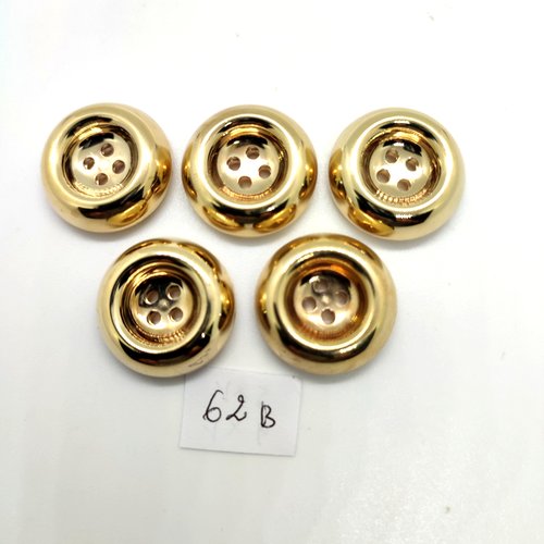 5 boutons en résine doré - 22mm - 62b