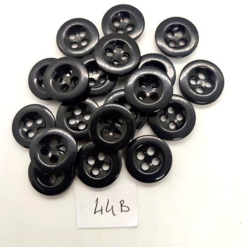 19 boutons en résine noir - 14mm - 44b