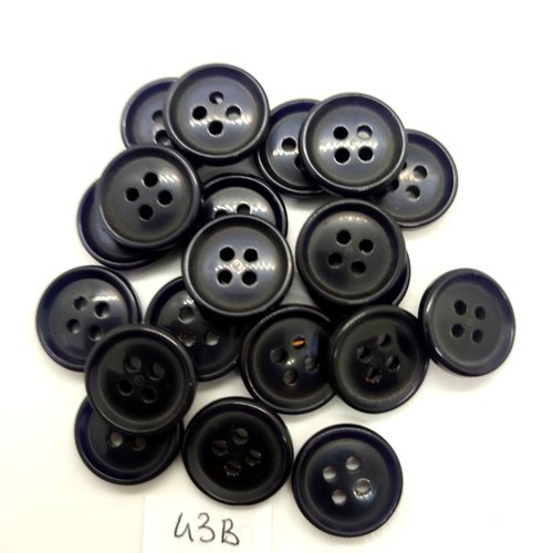 20 boutons en résine bleu foncé - 15mm - 43b
