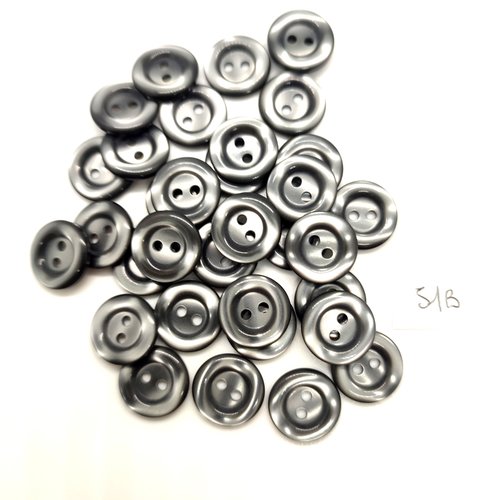 34 boutons en résine gris - 14mm - 51b