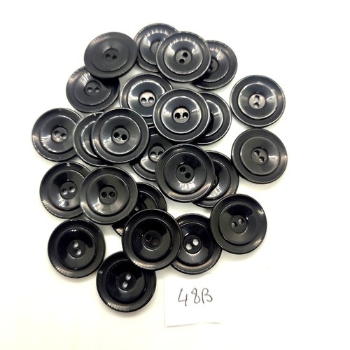 24 boutons en résine noir - 18mm - 48b
