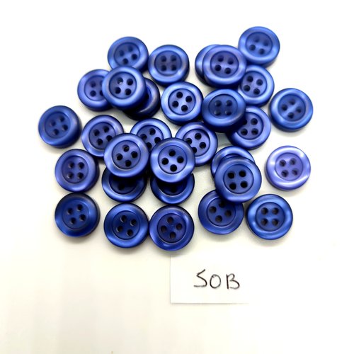 30 boutons en résine bleu - 11mm - 50b