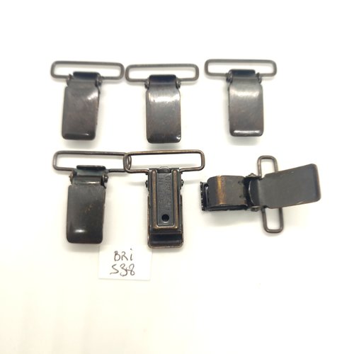 6 attaches en métal marron  (pour salopette) - fermé 33mm - bri538