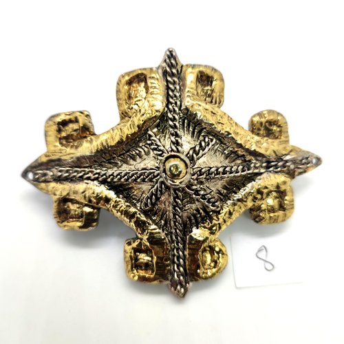 1 barrette pour cheveux - métal doré et argenté - vintage - 95mm