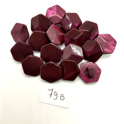17 boutons en résine violet - 14mm - 79b