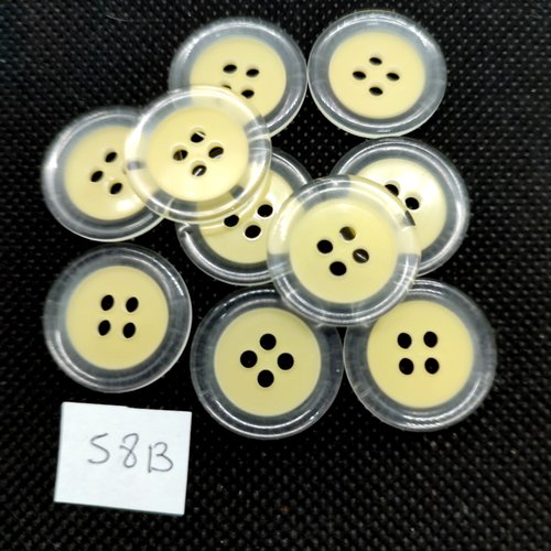 10 boutons en résine jaune et transparent - 20mm - 58b