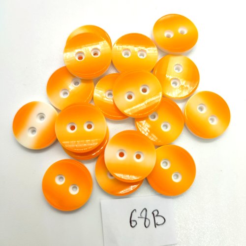 17 boutons en résine orange et blanc - 15mm - 68b