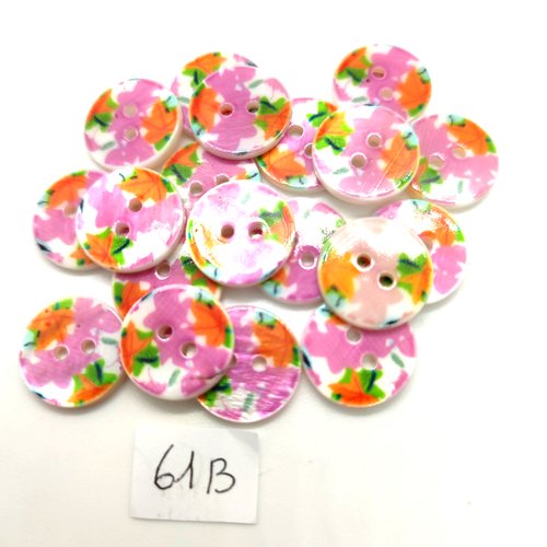 19 boutons en nacre multicolore - 15mm - 61b