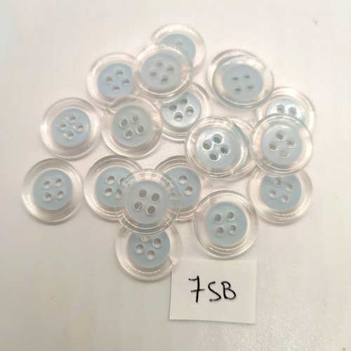 18 boutons en résine bleu et transparent - 15mm - 75b