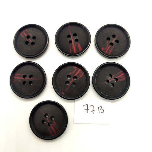 7 boutons en résine noir et violet - 23mm - 77b