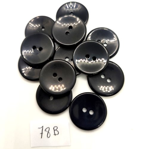 12 boutons en résine noir - 21mm - 78b