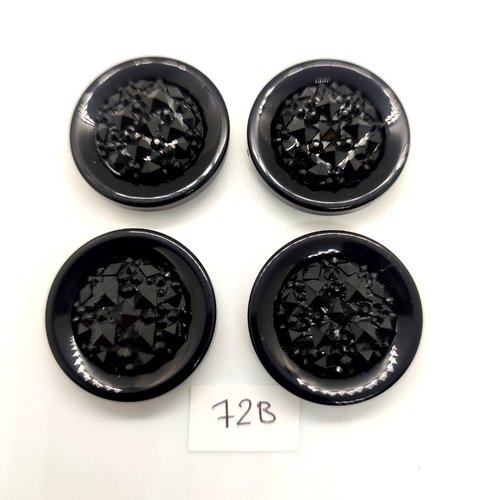 4 boutons en résine noir - 30mm - 72b