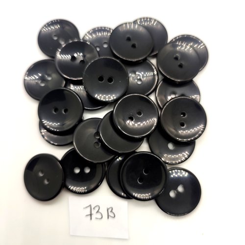 24 boutons en résine noir - 18mm - 73b