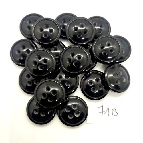 19 boutons en résine noir - 18mm - 71b