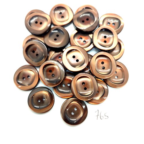 24 boutons en résine marron - 18mm - 765