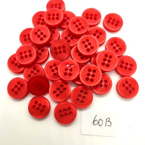 35 boutons en résine rouge - 11mm - 60b