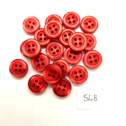 21 boutons en résine rouge - 11mm - 60b
