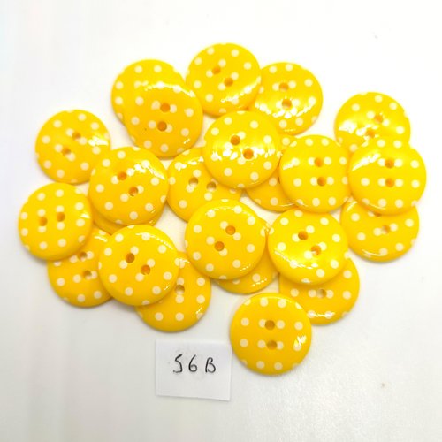 23 boutons en résine jaune et blanc - 18mm - 56b