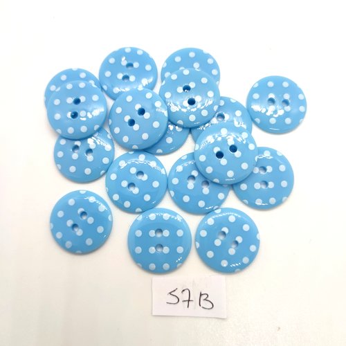 17 boutons en résine bleu et blanc - 18mm - 57b