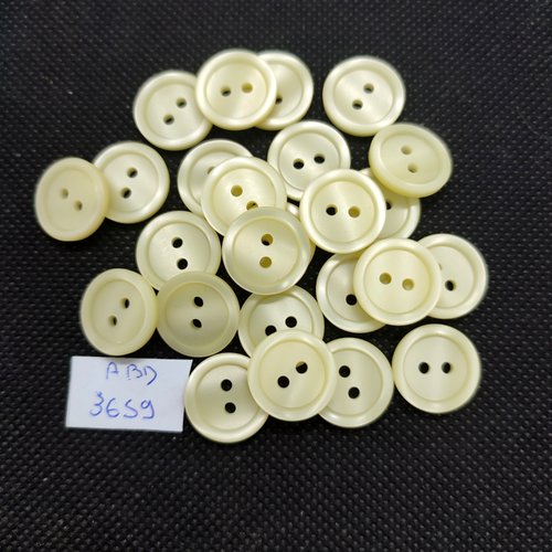 25 boutons en résine jaune - 15mm - abd3659