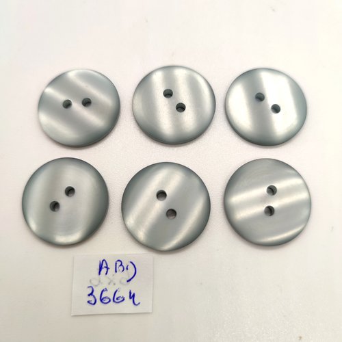 6 boutons en résine bleu - 20mm - abd3664