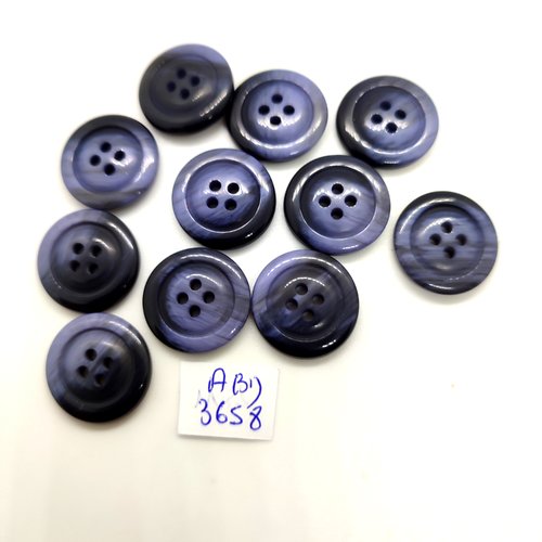 11 boutons en résine bleu dégradé - 18mm - abd3658