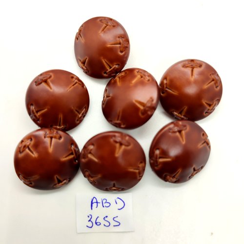 7 boutons en résine marron - 21mm - abd3655