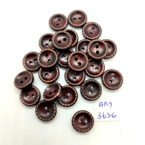 24 boutons en résine marron - 13mm - abd3656