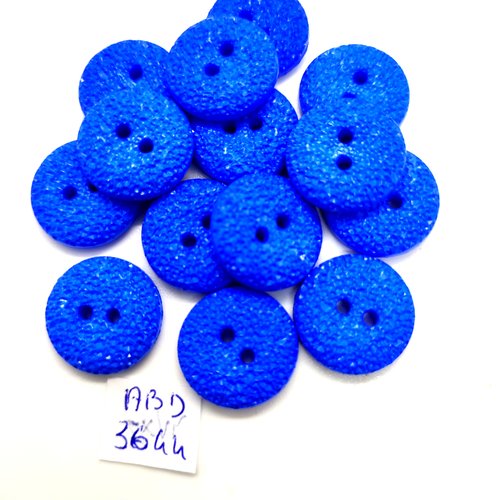14 boutons en résine bleu - 18mm - abd3644