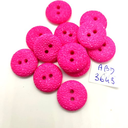12 boutons en résine fuchsia - 18mm - abd3643