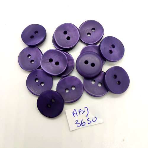 15 boutons en résine violet - 15mm - abd3650