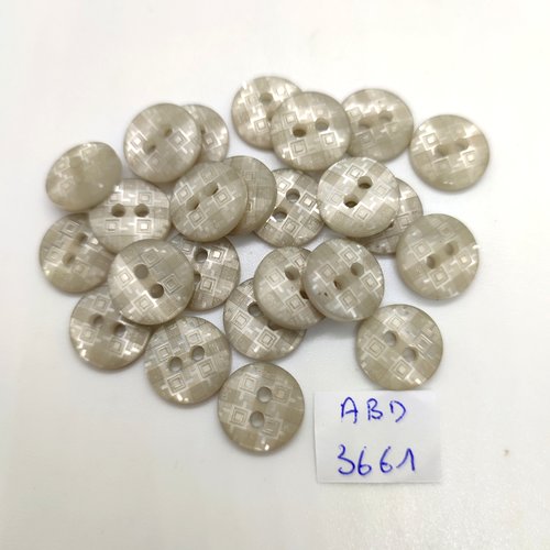 24 boutons en résine gris clair - 13mm - abd3661
