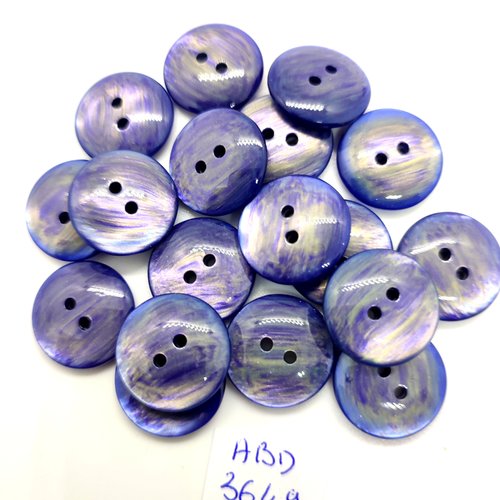 18 boutons en résine ton bleu - 18mm - abd3649