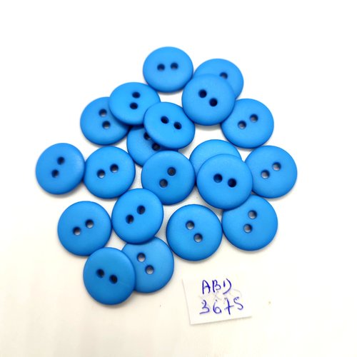20 boutons en résine bleu - 15mm - abd3675