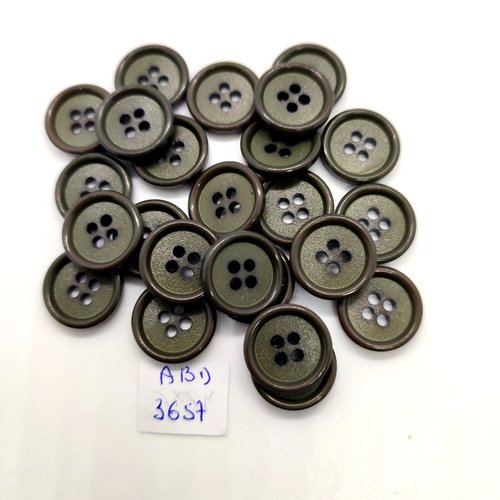 24 boutons en résine vert foncé - 15mm - abd3657