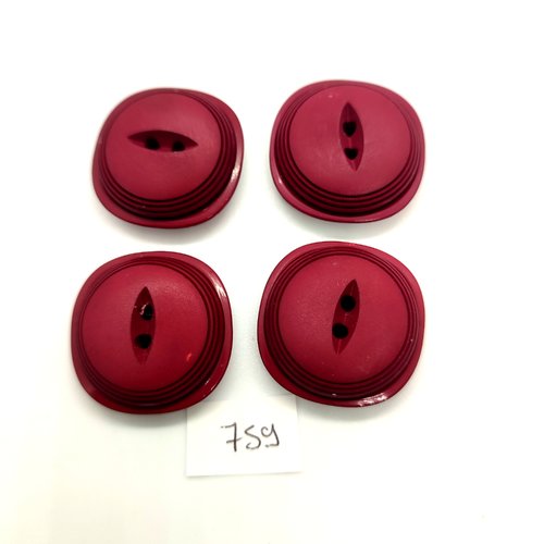 4 boutons en résine violet - 28x28mm - 759