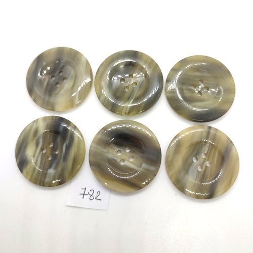 6 boutons en résine vert - 35mm - 782