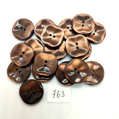 18 boutons en résine marron - 20mm - 763