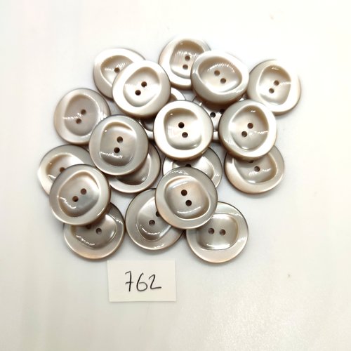 20 boutons en résine beige - 18mm - 762