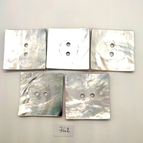 5 boutons en nacre gris - 44x44mm - 742