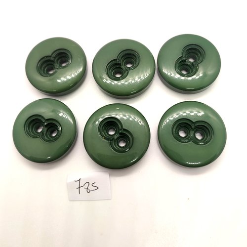 6 boutons en résine vert - 30mm - 785