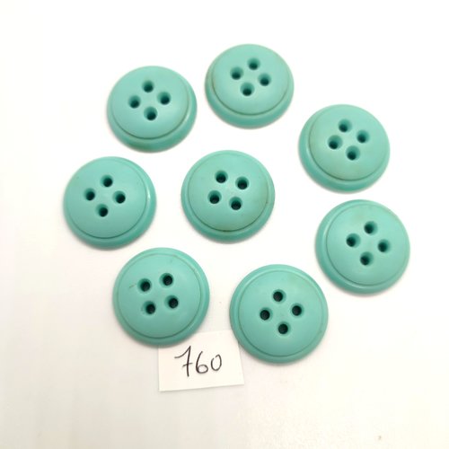 8 boutons en résine vert d'eau - 23mm - 760