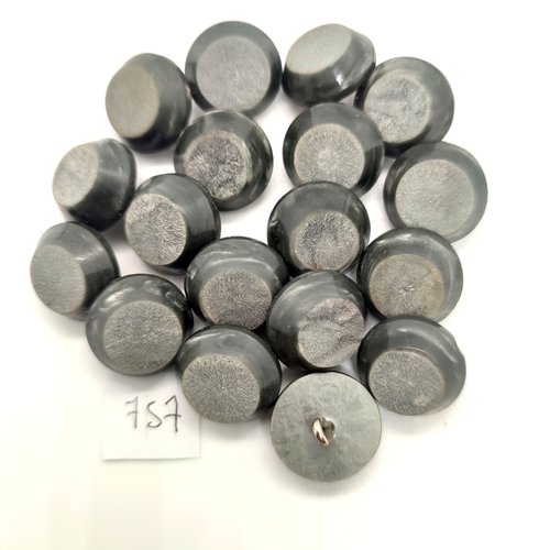 18 boutons en résine gris - 17mm - 757