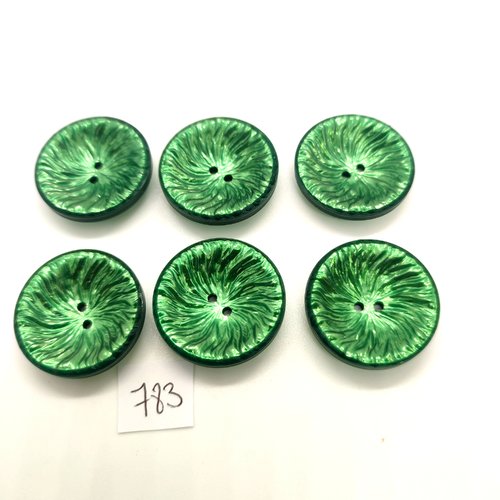 6 boutons en résine vert - 27mm - 783