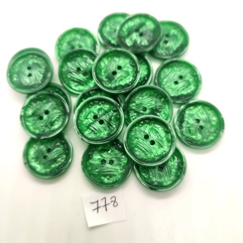 20 boutons en résine vert - 22mm - 778