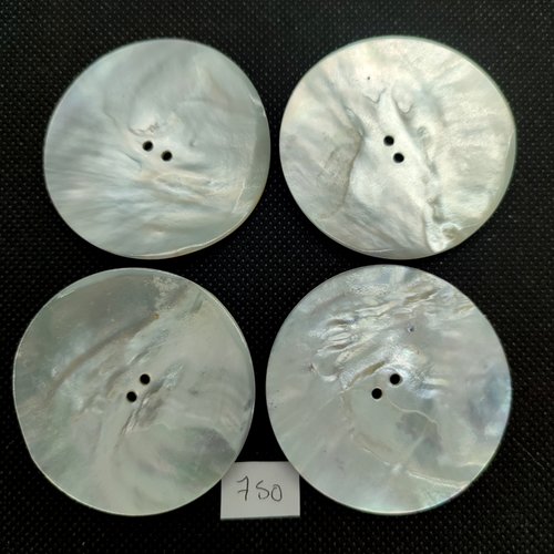 4 boutons en nacre gris - 50mm - 750